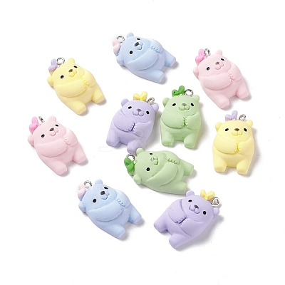 Opaque Resin Pendants RESI-G046-08P-1