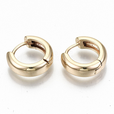 Brass Huggie Hoop Earrings KK-T062-46G-NF-1