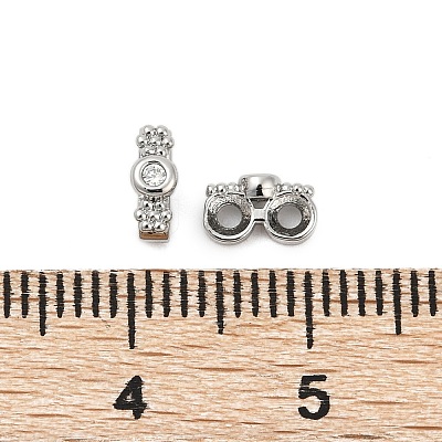 Brass Micro Pave Clear Cubic Zirconia Spacer Bars KK-P302-21A-P-1