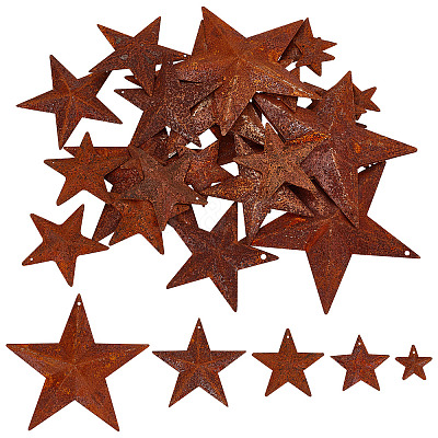 30Pcs 5 Style Rust Iron Pendants IFIN-GF0001-27-1