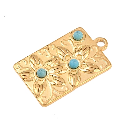 304 Stainless Steel with Synthetic Turquoise Pendants STAS-H253-01B-G-1