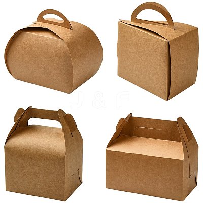 40Pcs 4 Styles Kraft Paper Hand-held Cake Box CON-CJ0001-21-1