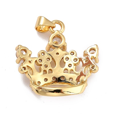 Brass Micro Pave Clear Cubic Zirconia Pendants ZIRC-A021-45G-1