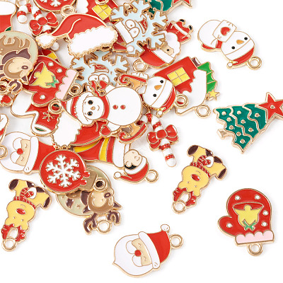 32Pcs 16 Styles Christmas Theme Alloy Enamel Pendants ENAM-TA0001-64-1