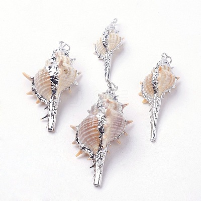 Electroplate Spiral Shell Pendants BSHE-L036-08-1