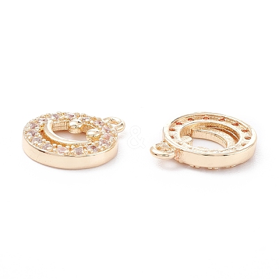 Rack Plating Brass Micro Pave Cubic Zirconia Charms ZIRC-C026-10LG-1