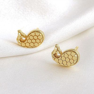 Brass Honeycomb Stud Earrings WGF1300-02-1