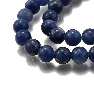 Round Natural Sodalite Beads Strands G-F222-39-8mm-1