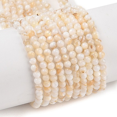Natural Freshwater Shell Beads Strands X-SHEL-T011-02-4mm-1