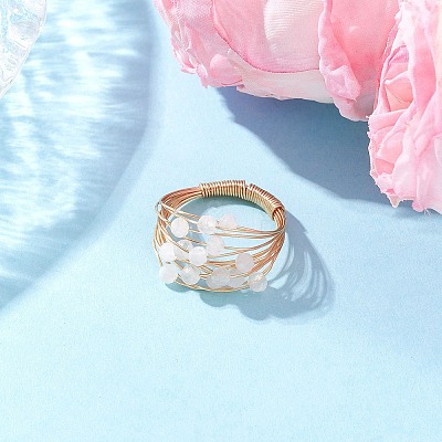 Natural Rainbow Moonstone Finger Rings RJEW-TA00221-03-1