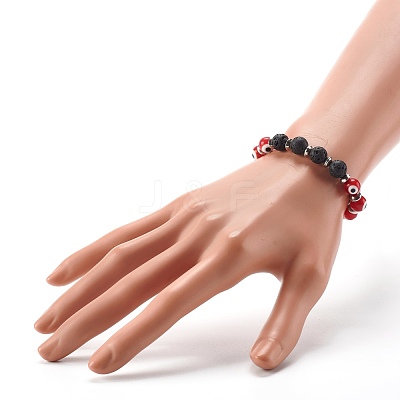 Handmade Evil Eye Lampwork Beaded Stretch Bracelets BJEW-JB06466-1