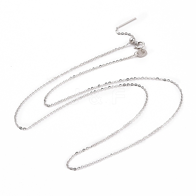 Anti-Tarnish Rhodium Plated 925 Sterling Silver Beadable Necklaces STER-I021-01P-1