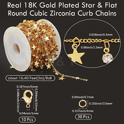 DIY Brass Micro Pave Clear Cubic Zirconia Curb Chains Necklaces/Bracelets Making Kits DIY-BBC0002-63G-1