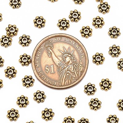 Tibetan Style Alloy Beads Daisy Spacer Beads LF1249Y-01AG-RS-1