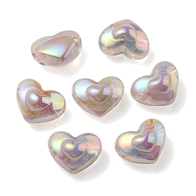 UV Plating Rainbow Iridescent Transparent Acrylic Beads OACR-C007-04D-1