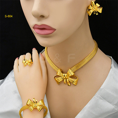 Alloy Pendant Necklaces & Stud Earrings & Bangles & Rings Sets FS-WGECFB6-01-1