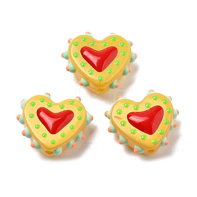 Baking Paint Glass Bumpy Beads Heart X-LAMP-V001-07H-1
