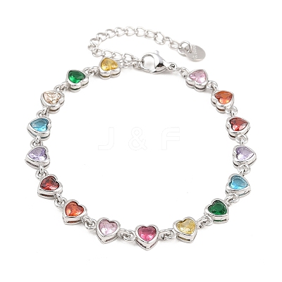 304 Stainless Steel Pave Colorful Cubic Zirconia Tennis Bracelets for Women BJEW-T023-02B-P-1