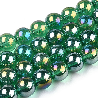 Electroplate Transparent Glass Beads Strands GLAA-T032-T6mm-AB21-1