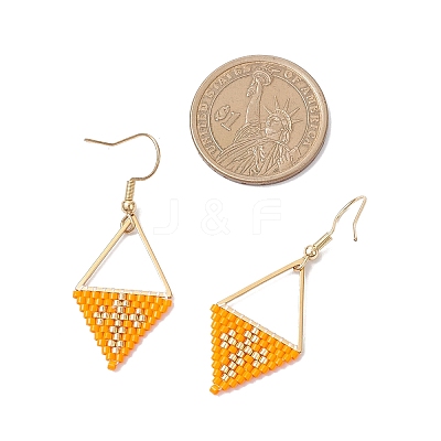 Handmade Glass Seed Beads Rhombus Dangle Earrings EJEW-MZ00542-03-1