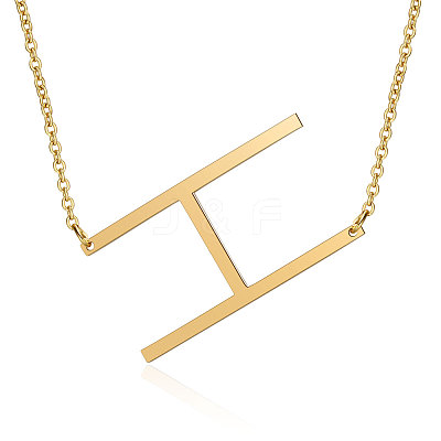 201 Stainless Steel Initial Pendants Necklaces NJEW-S069-JN004D-H-1