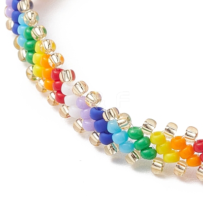 Glass Seed Braided Beaded Bracelet BJEW-MZ00058-1