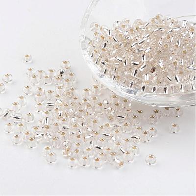 6/0 Round Silver Lined Round Hole Glass Seed Beads X-SEED-A005-4mm-21-1
