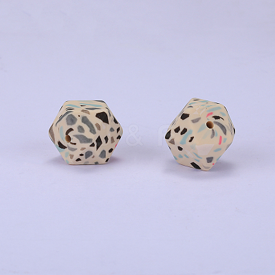 Colorful Pattern Printed Silicone Focal Beads SI-JX0022A-16-1