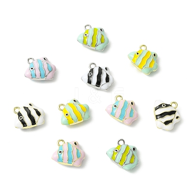 12Pcs 6 Colors Alloy Enamel Charms ENAM-CJ0007-49-1