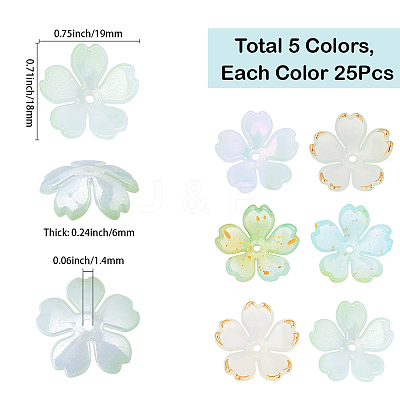 125Pcs 5 Colors Acrylic Bead Caps OACR-BM0001-10-1