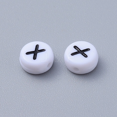 Acrylic Horizontal Hole Letter Beads X-PL37C9070-X-1
