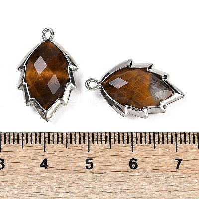 Natural Tiger Eye Faceted Leaf Pendants G-I375-04P-26-1