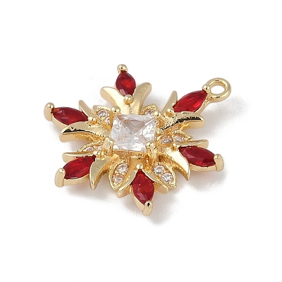 Christmas Theme Brass Micro Pave Cubic Zirconia Pendants X-KK-Z065-01-01G-1