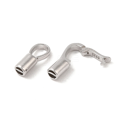 Rhodium Plated 925 Sterling Silver Fold Over Clasps STER-G038-08P-1
