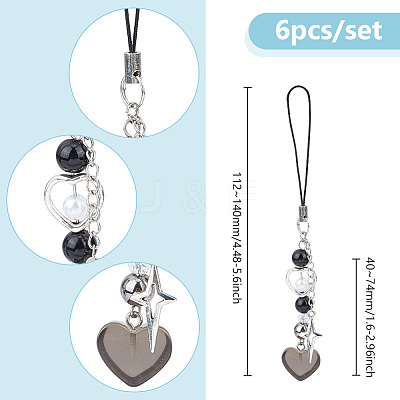 Alloy & Iron & Acrylic Bead Mobile Straps HJEW-AB00625-1