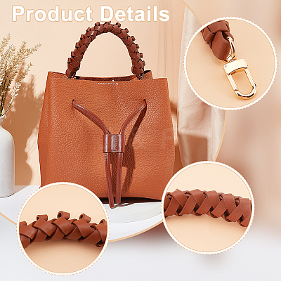PU Imitation Leather Braided Bag Handles and Purse Drawstring FIND-WR0009-12-1