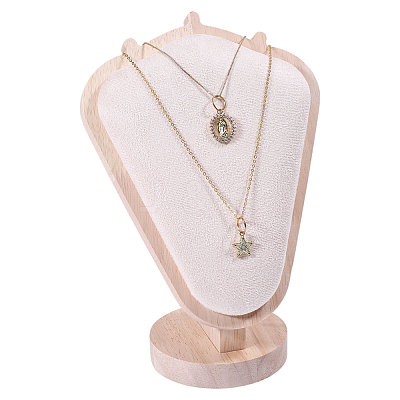Bust Shaped Wooden Necklace Display Stands NDIS-WH0003-018A-1