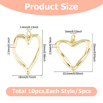 10Pcs 2 Styles Brass Pendants KK-HS0015-24-1