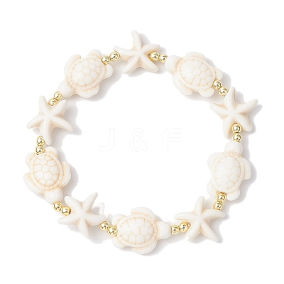 Synthetic Turquoise Beaded Stretch Bracelets for Men Women BJEW-JB11762-01-1
