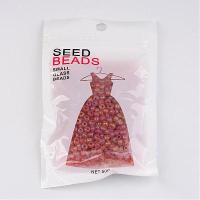 Transparent Rainbow Colours Round Glass Seed Beads X-SEED-A007-4mm-169B-1