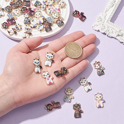 40Pcs 8 Styles Rack Plating Alloy Pendants ENAM-CJ0004-89-1