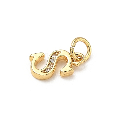 Brass Micro Pave Cubic Zirconia Charms KK-I382-03G-S-1