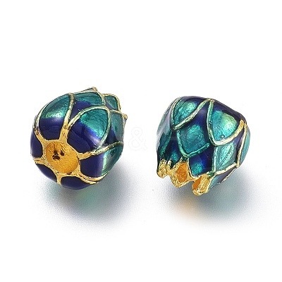Golden Plated Alloy European Beads MPDL-L029-Q02-G-1