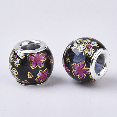 Printed Transparent Glass European Beads X-GPDL-T003-002-1
