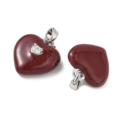 Valentine's Day Brass Micro Pave Clear Cubic Zirconia Pendants KK-C172-25P-1
