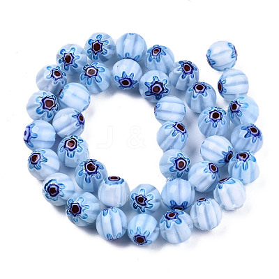 Handmade Millefiori Glass Beads Strands LK-T001-10H-1