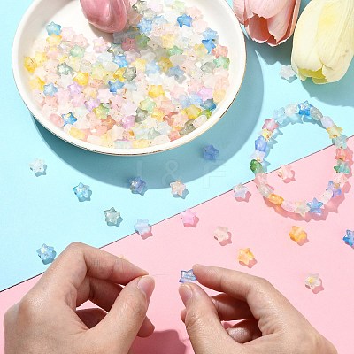 200Pcs Frosted Acrylic Beads FACR-CJ0001-19-1