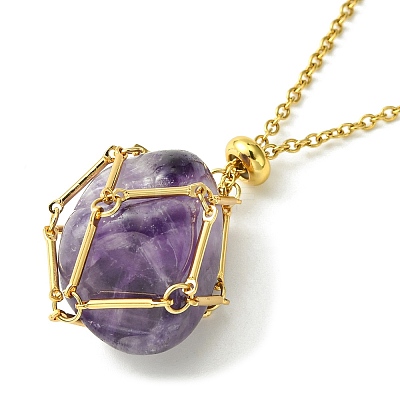 304 Stainless Steel Macrame Pouch Braided Gemstone Holder NJEW-JN04468-05-1