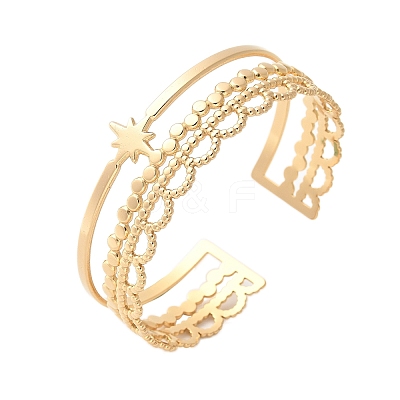 304 Stainless Steel Cuff Bangles for Women BJEW-U032-04G-1