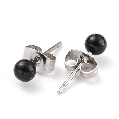 Acrylic Imitation Pearl Ball Stud Earrings STAS-Z035-05B-02-1